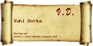 Vahl Dorka névjegykártya